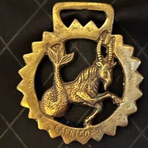 Solid brass Capricorn medallion